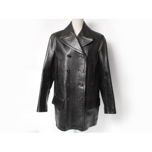 【美品 現品限り】 PRADA ［プラダ］ レザー　ハーフコート　黒 【中古A】