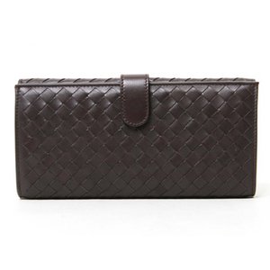 【美品 現品限り】 BOTTEGA VENETA ［ボッテガヴェネタ］ イントレチャート　Wホック長財布　ブラウン　134075 【新品同様】