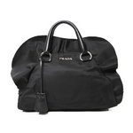 【現品限り・美品】 PRADA ［プラダ］ ハンドバッグ　ナイロン　フリル　黒　BL0546　 【新品同様】