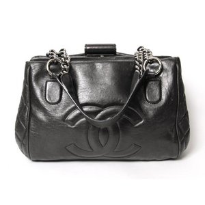 【美品 現品限り】 CHANEL ［シャネル］ チェーンショルダーバッグ　レザー　黒　ブラック　シルバー金具 【中古B】