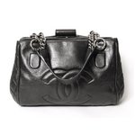 【美品 現品限り】 CHANEL ［シャネル］ チェーンショルダーバッグ　レザー　黒　ブラック　シルバー金具 【中古B】
