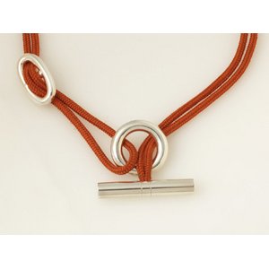 【美品 現品限り】 HERMES ［エルメス］ シェーヌダンクル　チョーカー　シルバー/オレンジ 【中古A】