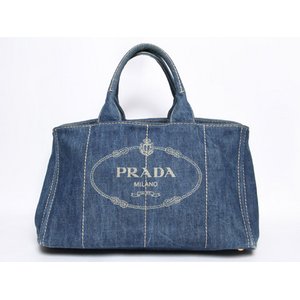 【現品限り・美品】 PRADA ［プラダ］ ロゴ　トートバッグ　ハンドバッグ　デニム　B1872B 【中古AB】