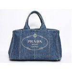 【現品限り・美品】 PRADA ［プラダ］ ロゴ　トートバッグ　ハンドバッグ　デニム　B1872B 【中古AB】