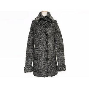 【美品 現品限り】 CHANEL ［シャネル］ ニットコート　黒/白　2011年 【中古SA】