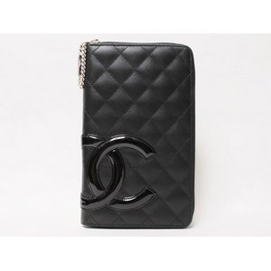 【美品 現品限り】 CHANEL ［シャネル］ カンボンライン　ラウンドファスナー　ジッピー型　長財布　黒/黒　A48660 【新品】