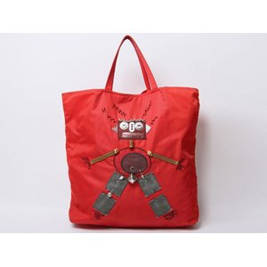 【現品限り・美品】 PRADA ［プラダ］ ナイロントート　ロボット　赤　BR2897 【中古AB】