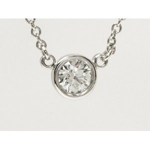 【美品 現品限り】 TIFFANY ［ティファニー］ Pt950 バイザヤードネックレス　ダイヤ0.19ct G/VS1/EXCELLENT 【新品同様】