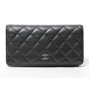 【美品 現品限り】 CHANEL ［シャネル］ 2つ折長財布　黒　マトラッセ　A31509 【中古AB】