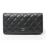 【美品 現品限り】 CHANEL ［シャネル］ 2つ折長財布　黒　マトラッセ　A31509 【中古AB】