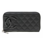 【美品 現品限り】 CHANEL ［シャネル］ カンボンライン　ラウンドファスナー長財布　黒/黒　A50078 【新品】