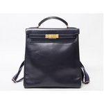 【美品 現品限り】 HERMES ［エルメス］ ケリーアドGM　ボックスカーフ　ネイビー　ゴールド金具 【中古AB】