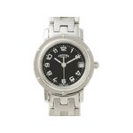 【美品 現品限り】 HERMES ［エルメス］ クリッパー　コンビ　CL4.210　SS　黒文字盤　クォーツ　レディース 【中古A】