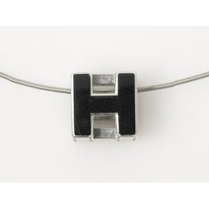 【美品 現品限り】 HERMES ［エルメス］ Hキューブネックレス　シルバー/ブラック 【中古AB】