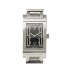 【現品限り 美品】 BVLGARI ［ブルガリ］ レッタンゴロ　SS　RT39S　黒文字盤　レディース　クオーツ 【中古SA】