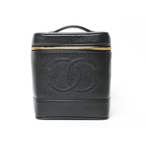 【美品 現品限り】 CHANEL ［シャネル］ 縦型バニティ　キャビア　黒　ブラック 【中古SA】