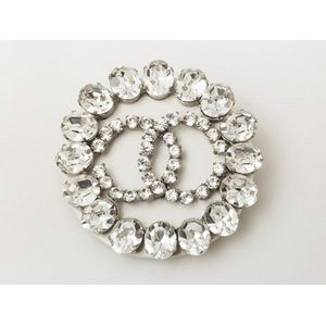 【美品 現品限り】 CHANEL ［シャネル］ ブローチ　ラインストーン　シルバー/ホワイト 【中古A】