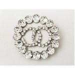 【美品 現品限り】 CHANEL ［シャネル］ ブローチ　ラインストーン　シルバー/ホワイト 【中古A】