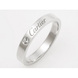 【美品 現品限り】 Cartier ［カルティエ］ エングレーブドリング　1Pダイヤ　Pt950　#52 【中古SA】