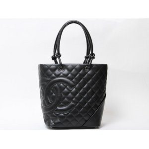 【美品 現品限り】 CHANEL ［シャネル］ カンボンライン　ミディアムトート　黒/黒　A25167 【中古A】