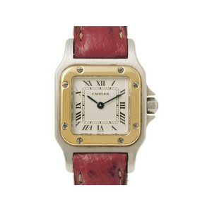 【美品 現品限り】 Cartier ［カルティエ］ サントスガルベSM　コンビ　SS/YG　レザーベルト　クオーツ　レディース 【中古AB】
