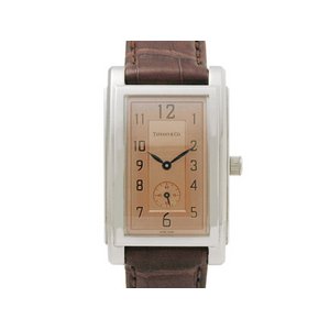 【美品 現品限り】 TIFFANY ［ティファニー］ グランド　レクタンギュラー　メンズ　クオーツ　革 【中古A】