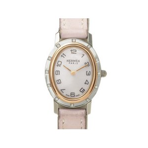 【美品 現品限り】 HERMES ［エルメス］ クリッパー　オーバル　12Pダイヤ　CO1.222　シェル　PG　レディース　クオーツ 【中古A】