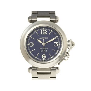【美品 現品限り】 Cartier ［カルティエ］ パシャC　ビッグデイト　ネイビー文字盤　自動巻き　ボーイズ 【中古SA】