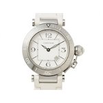 【美品 現品限り】 Cartier ［カルティエ］ パシャシータイマー　ラバー/SS　白　レディース　クオーツ 【中古AB】