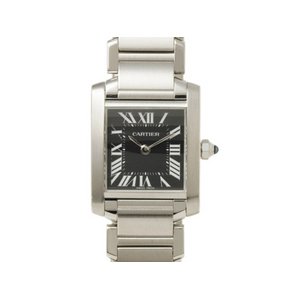 【美品 現品限り】 Cartier ［カルティエ］ タンクフランセーズSM　アジア限定　黒文字盤　レディース　クオーツ 【中古SA】