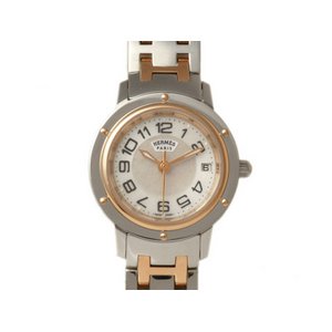 【美品 現品限り】 HERMES ［エルメス］ クリッパー　SS/ピンクゴールド　シェル　CP1.221　レディース　クォーツ 【中古SA】