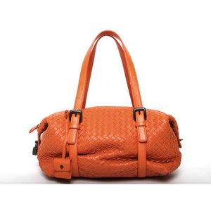 【美品 現品限り】 BOTTEGA VENETA ［ボッテガヴェネタ］ イントレチャート　ミニボストンバッグ　オレンジ　272801　アウトレット 【中古SA】
