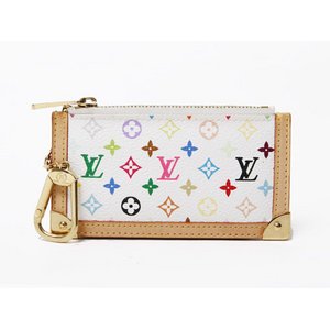 【美品 現品限り】 LOUIS VUITTON ［ルイヴィトン］ マルチカラー ポシェットクレ　キーチェーン付きコインケース　白　ブロン　M92655 【中古A】