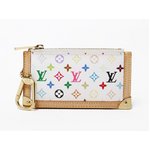 【美品 現品限り】 LOUIS VUITTON ［ルイヴィトン］ マルチカラー ポシェットクレ　キーチェーン付きコインケース　白　ブロン　M92655 【中古A】