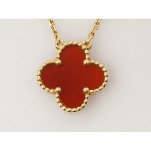 【美品 現品限り】 Van Cleef ＆ Arpels ［ヴァンクリーフ＆アーペル］ ヴィンテージアルハンブラネックレス　カーネリアン　YG 【中古A】