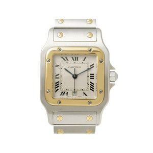 【美品 現品限り】 HERMES ［エルメス］ サントスガルベLM　コンビ　旧バックル　クオーツ　メンズ 【中古A】