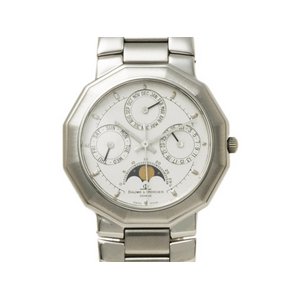 【現品限り】BAUME&MERCIER（ボーム&メルシー） リビエラ　トリプルカレンダー　白文字盤　SS　クオーツ 【中古SA】