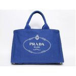 【現品限り・美品】 PRADA ［プラダ］ カナパトートバッグ　ロゴ　キャンバス　ブルー　BN1872 【中古A】