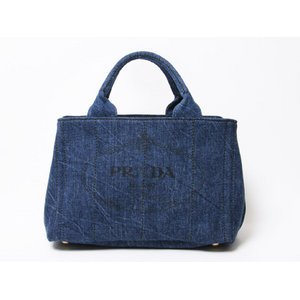 【現品限り・美品】 PRADA ［プラダ］ カナパ　ロゴ入り　ミニトートバッグ　デニム　BN2439　 【新品】