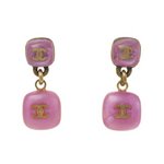 【美品 現品限り】 CHANEL ［シャネル］ ピアス　ピンクストーン　06P 【中古AB】