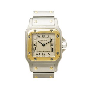 【美品 現品限り】 Cartier ［カルティエ］ サントスガルベSM コンビ クォーツ　レディース　白文字盤　旧バックル 【中古A】