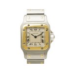 【美品 現品限り】 Cartier ［カルティエ］ サントスガルベSM コンビ クォーツ　レディース　白文字盤　旧バックル 【中古A】