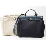 【美品 現品限り】HERMES（エルメス） エールバッグPM　ナチュラル/ネイビー 【中古B】