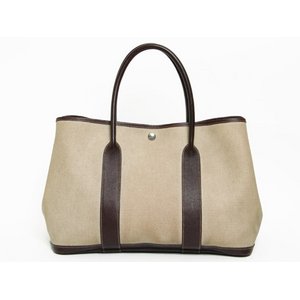 【美品 現品限り】HERMES（エルメス） ガーデンパーティPM　キャンバス　ナチュラル/ブラウン 【中古B】