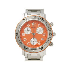 【美品 現品限り】 HERMES ［エルメス］ クリッパークロノ　オレンジ文字盤　メンズ　CL2.916 クオーツ 【中古SA】