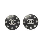 【美品 現品限り】 CHANEL ［シャネル］ イヤリング　ココ　ラインストーン　黒　ブラック 【中古A】