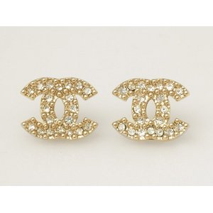 【美品 現品限り】 CHANEL ［シャネル］ ピアス　ココ　ラインストーン　ゴールド　A11　P 【未使用】