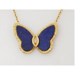 【美品 現品限り】 Van Cleef ＆ Arpels ［ヴァンクリーフ＆アーペル］ ラッキーアルハンブラ　パピヨン　ネックレス　K18YG ラピスラズリ　1Pダイヤ 【中古A】