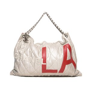 【美品 現品限り】 CHANEL ［シャネル］ LA　チェーンショルダーバッグ　白　コットン 【中古A】