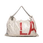 【美品 現品限り】 CHANEL ［シャネル］ LA　チェーンショルダーバッグ　白　コットン 【中古A】